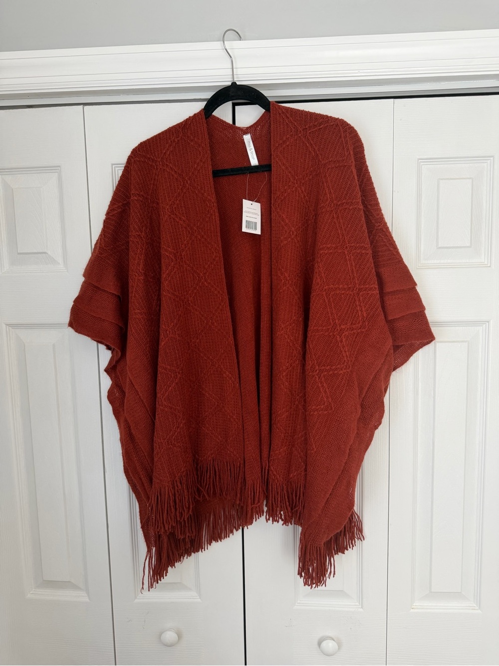 Rust Open-Front Fringe Cape